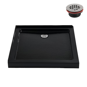 NT-2131-36BL-RH 36 in. L x 36 in. W Corner Acrylic Shower Pan Base Glossy Black w/ Right Hand Drain ABS Drain Included