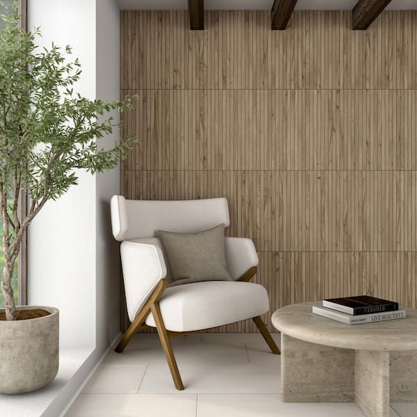 Acreage Palomino 12 in. x 24 in. Matte Porcelain Wood Look Mosaic Floor and Wall Tile (7.56 sq. ft./ Case)