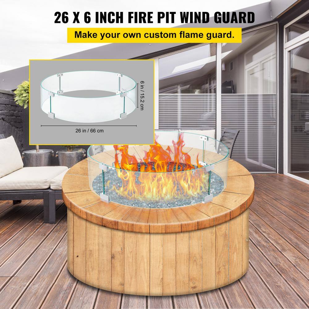 Clear Tempered Glass Round Fire Pit Wind Guard with Aluminum Feet