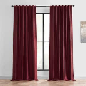 Ruby Textured Faux Dupioni Silk Blackout Curtain - 50 in. W x 108 in. L Rod Pocket with Back Tab Single Window Panel