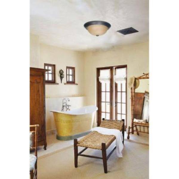 Elegant Mahogany Bronze 13" Flush Mount with Champagne Linen Glass