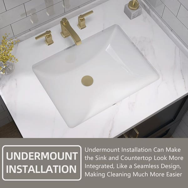 Zeafive 18 in. L Rectangular Bathroom Sink in White Ceramic