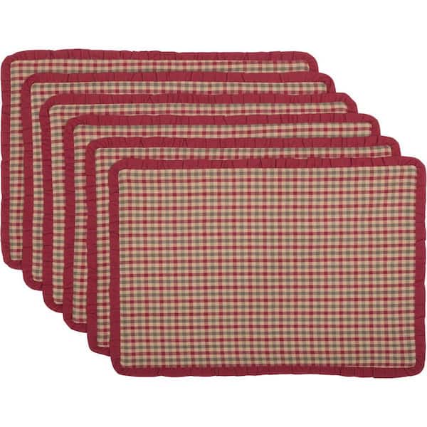 VHC BRANDS Jonathan 18 in. W. x 12 in. H Multi Plaid Ruffled Cotton Placemat Set of 6