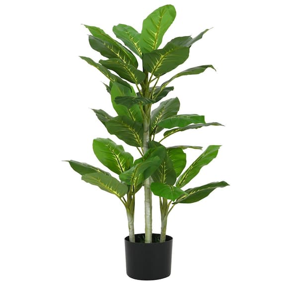 Ayres 3.5 ft. Indoor Green PE Artificial Dieffenbachia Plant Tree With Black Plastic Pot