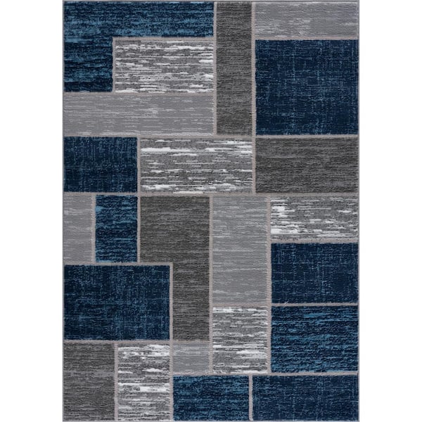Verena Blue Geometric 4 ft. x 6 ft. Area Rug