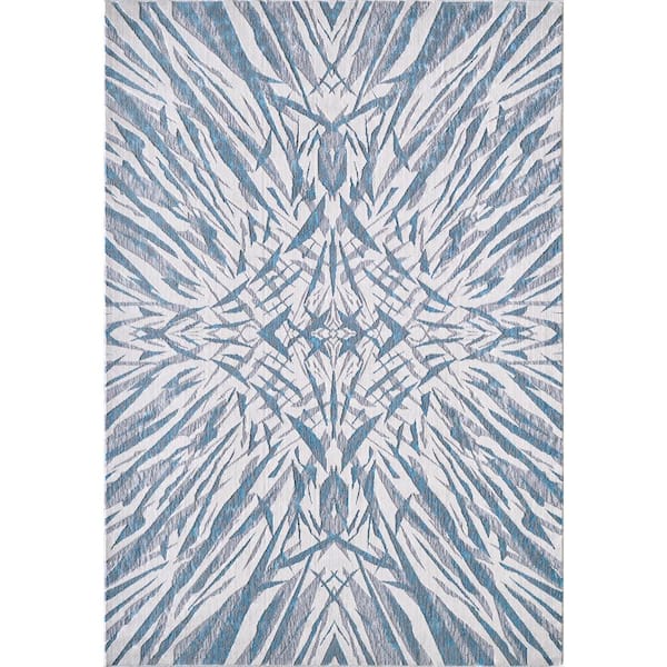 MILLERTON HOME Clara Sky Blue 8 ft. x 10 ft. Medallion Mid-Century Area Rug