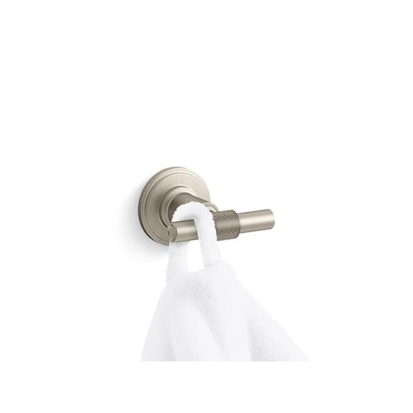 Torrington Wall Mounted Knob Robe/Towel Hook in Vibrant Brushed Nickel