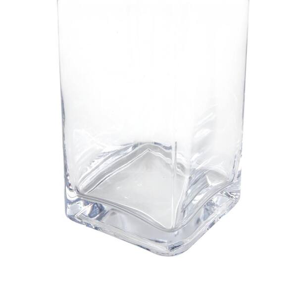 Litton Lane 20 in. Clear Tall Glass Square Decorative Vase 048023
