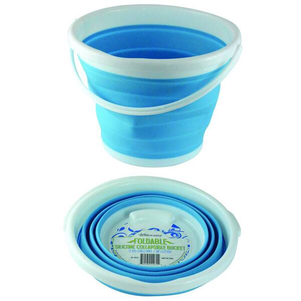 Southern Homewares SH-10185 Deluxe Foldable Silicone Collapsible 2.65 Gallon Bucket Blue