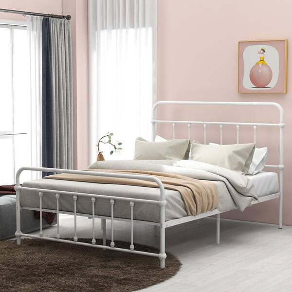 Wido Metal King Size Bed Frame White Modern Beds Furniture Bedroom 