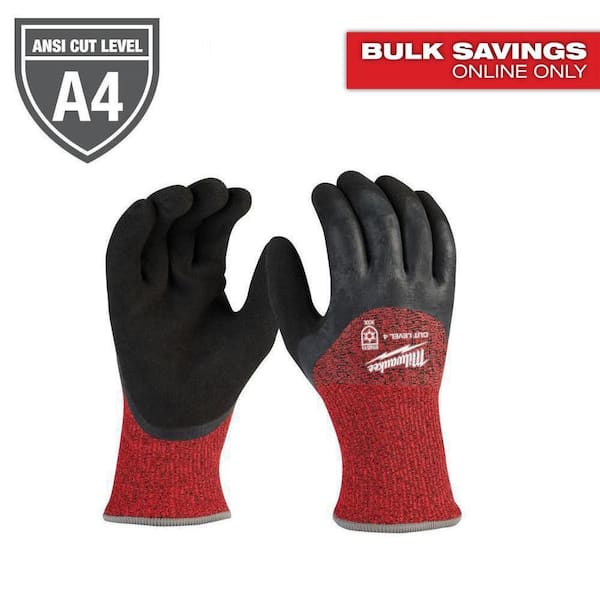 X-Large Red Latex Level 4 Cut Resistant Insulated Winter Dipped Work Gloves