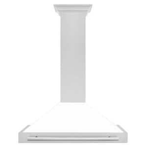 36 in. 400 CFM Ducted Vent Wall Mount Range Hood with White Matte Shell in Fingerprint Resistant Stainless Steel