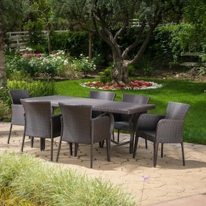 Cosa Mesa Multi-Brown 7-Piece Faux Rattan Outdoor Dining Set