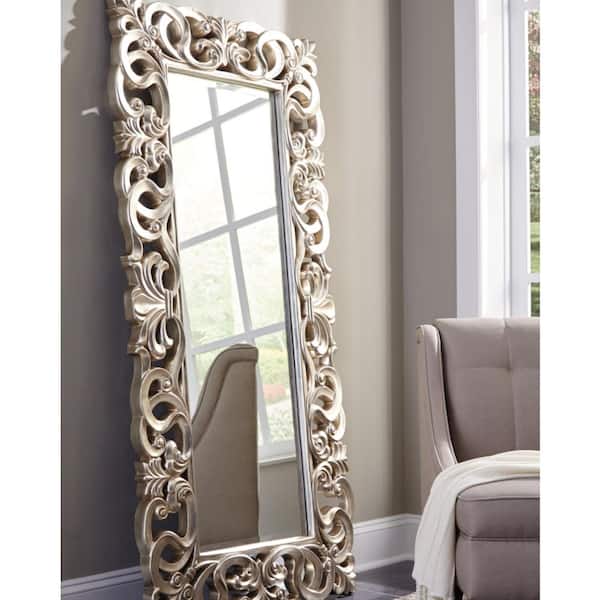 Lucia Silver 34 in. W x 70 in. H Rectangle Plastic Full Length Floor Mirror