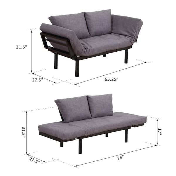 Homcom 65 25 Grey Chenille Single Sofa, Homcom Sofa Bed Chaise Lounge