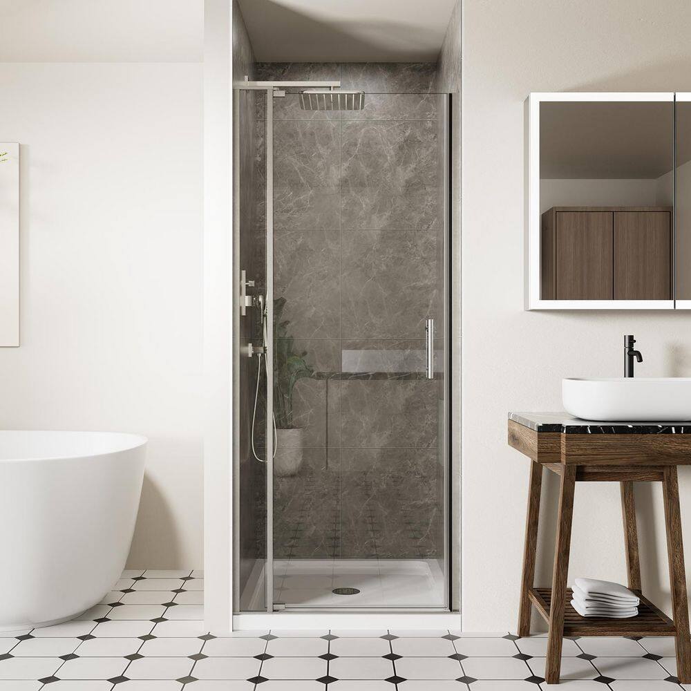 Frameless Pivot Shower Door, 28-32 in. W x 72 in. H Bathroom Shower Door with 1/4 in. Tempered Glass, Brushed Nickel price history on PriceWatchPro