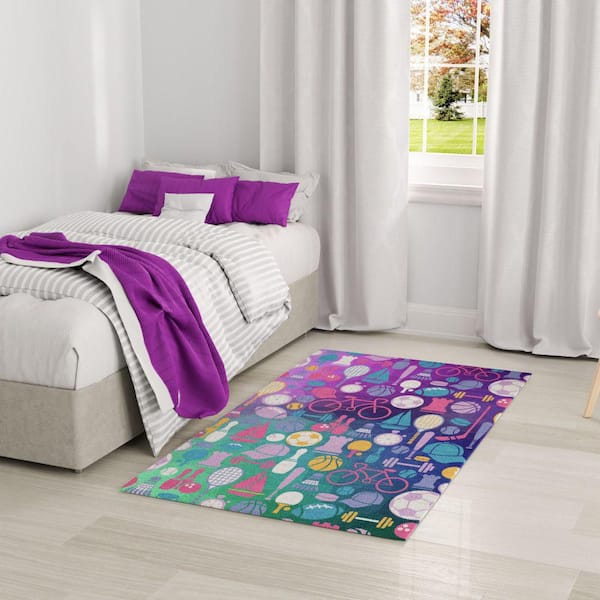 Imagination Purple 4 ft. x 5 ft. Graphic Contemporary Area Rug