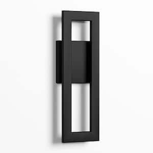 14.4 in. Matte Black LED Outdoor Hardwired Wall Lantern Sconce