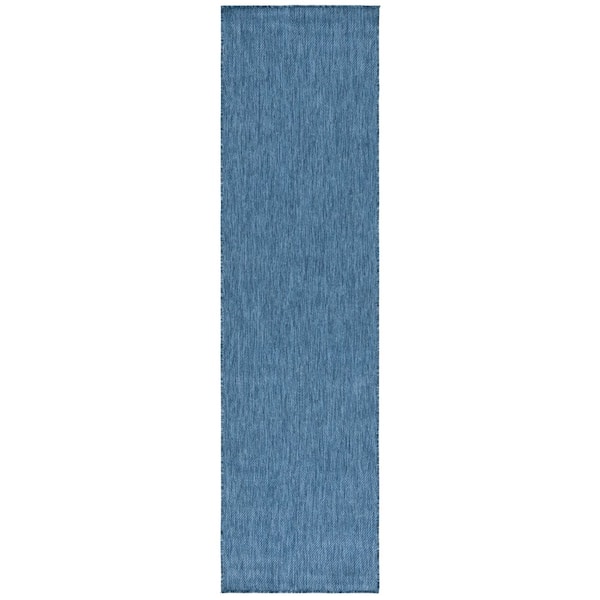 Beach House Blue 2 ft. x 8 ft. 2-Toned Solid Indoor/Outdoor Runner Rug