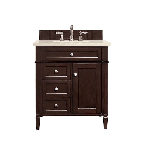 James Martin Vanities Brittany 30 in. W x 23.5 in D x 34 in H Single Bath Vanity in Mahogany with Eternal Marfil Quartz Top