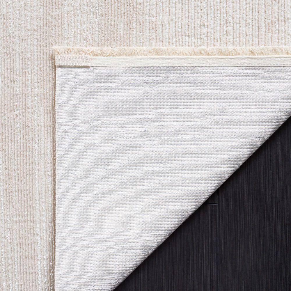 Ivory Beige Hand-Knotted Synthetic Area Rug 5'3" x 7'6"