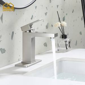 Single Hole Single-Handle Bathroom Faucet in Brushed Nickel with Deck Plate