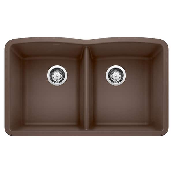 Blanco Diamond Silgranit 32.06 in. Undermount Cafe 50/50 Double Bowl Granite Composite Kitchen Sink