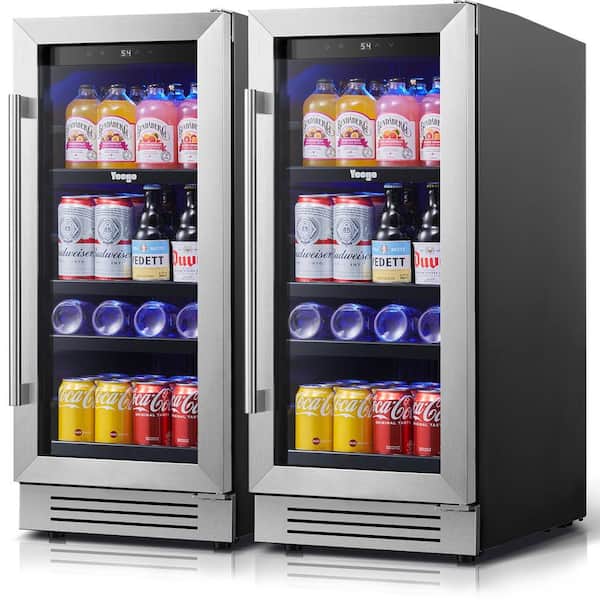 Yeego 30 in. Double Zone 160 Cans Beverage Cooler in Black Side-by-Side Refrigerators Built-in Frost Free with Safety Lock