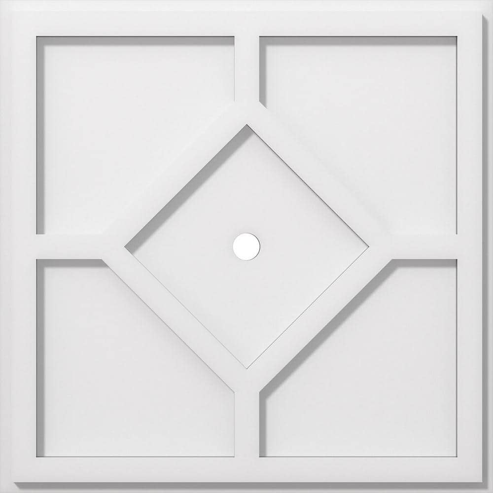 18-Inch White PVC Square Contemporary Ceiling Medallion
