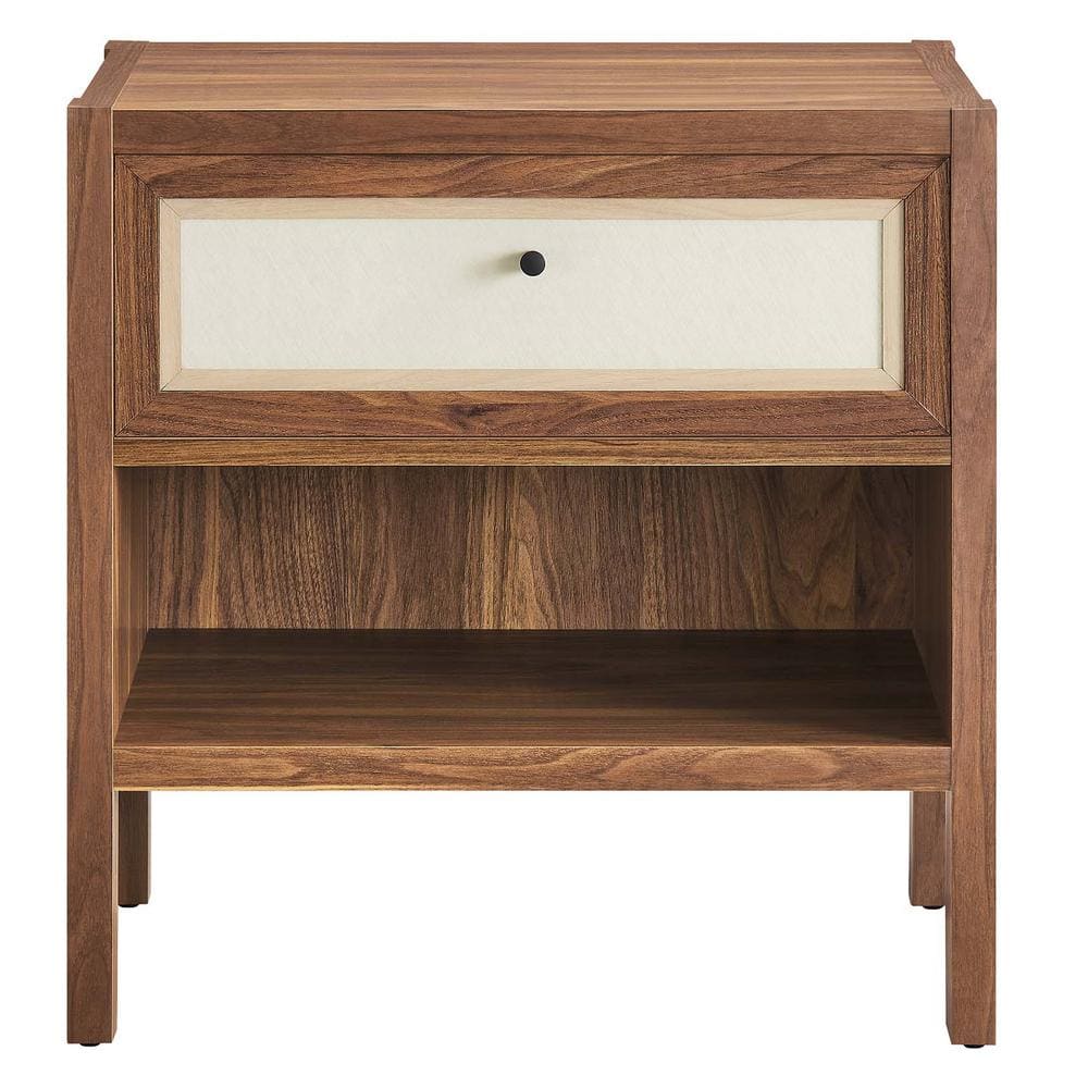 Capri Walnut Wood Grain Nightstand with Linen Drawer