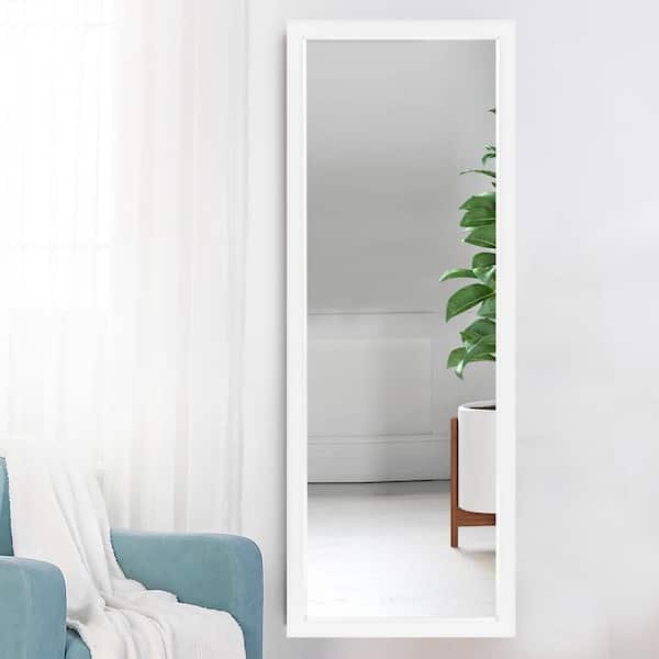 Dovelina 43 in. x 16 in. Rectangle Classic White Hooks Wall Mirror