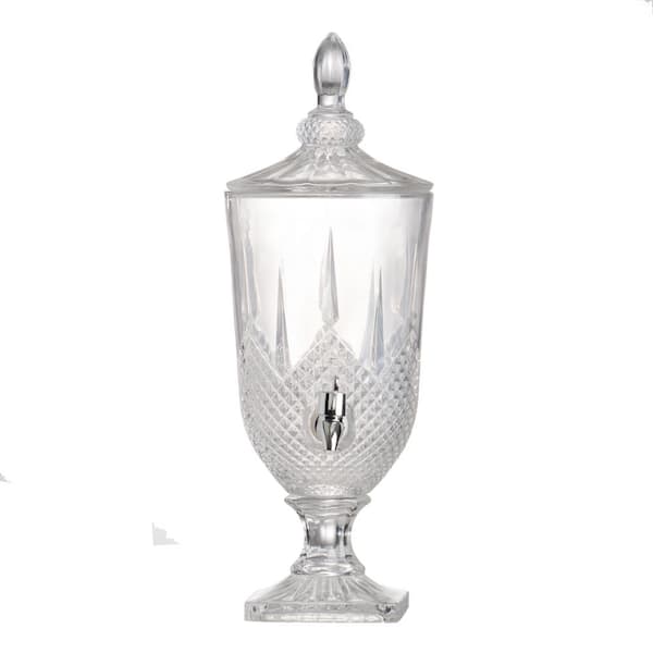 A & B Home 19" Lidded Drink Dispenser - Clear, Polished Silver