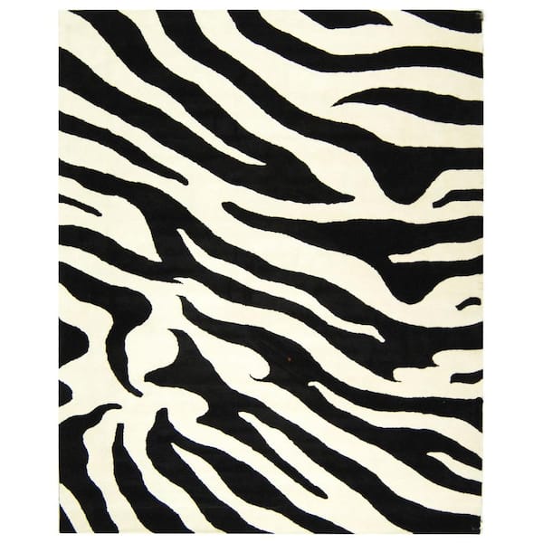 Soho White/Black 10 ft. x 14 ft. Animal Print Area Rug