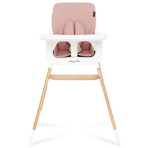 Dream On Me Nibble Pink Convertible 2-in-1 wooden Highchair