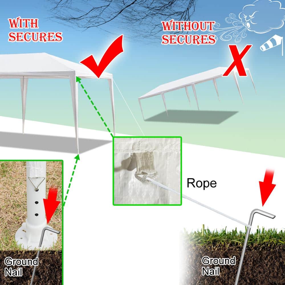 White 30' x 10' Outdoor Wedding Canopy Tent with 5 Sidewalls
