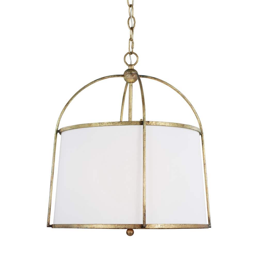 Antique Guild Steel Drum Pendant with White Shade