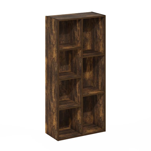 Furinno Reed 41.7 in. Tall Amber Pine Wood 7-Shelf Standard Bookcase