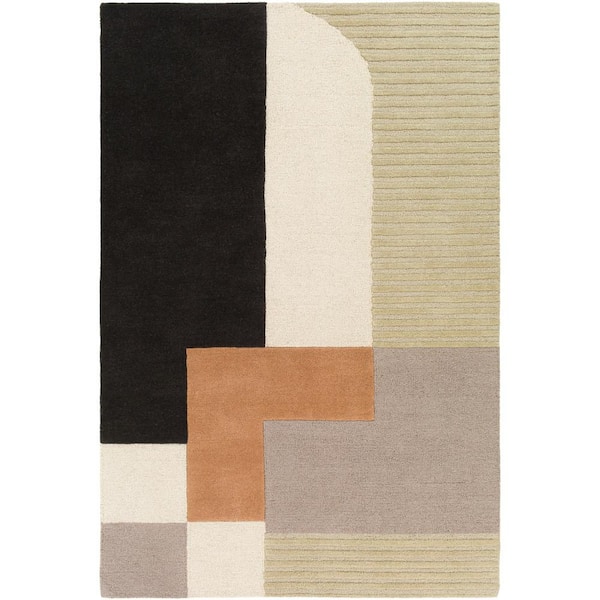 Livabliss Uzoma Khaki Geometric 5 ft. x 8 ft. Indoor Area Rug