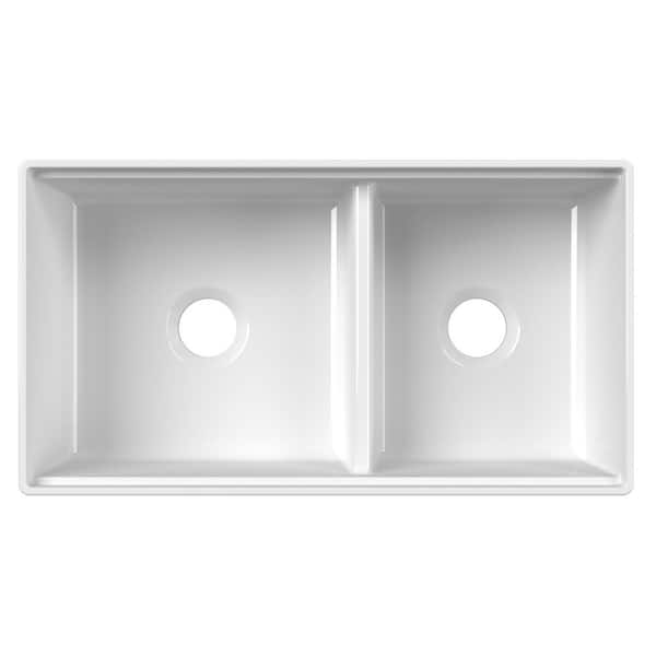 Fiore 33 in. Apron-Front Farmhouse Single Bowl White Fireclay Kitchen Sink and with Workstation Accessories