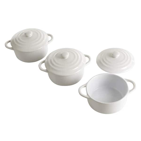 MARTHA STEWART 3 Pack 6.4 Inch Stoneware Mini Casserole with Lid in ...