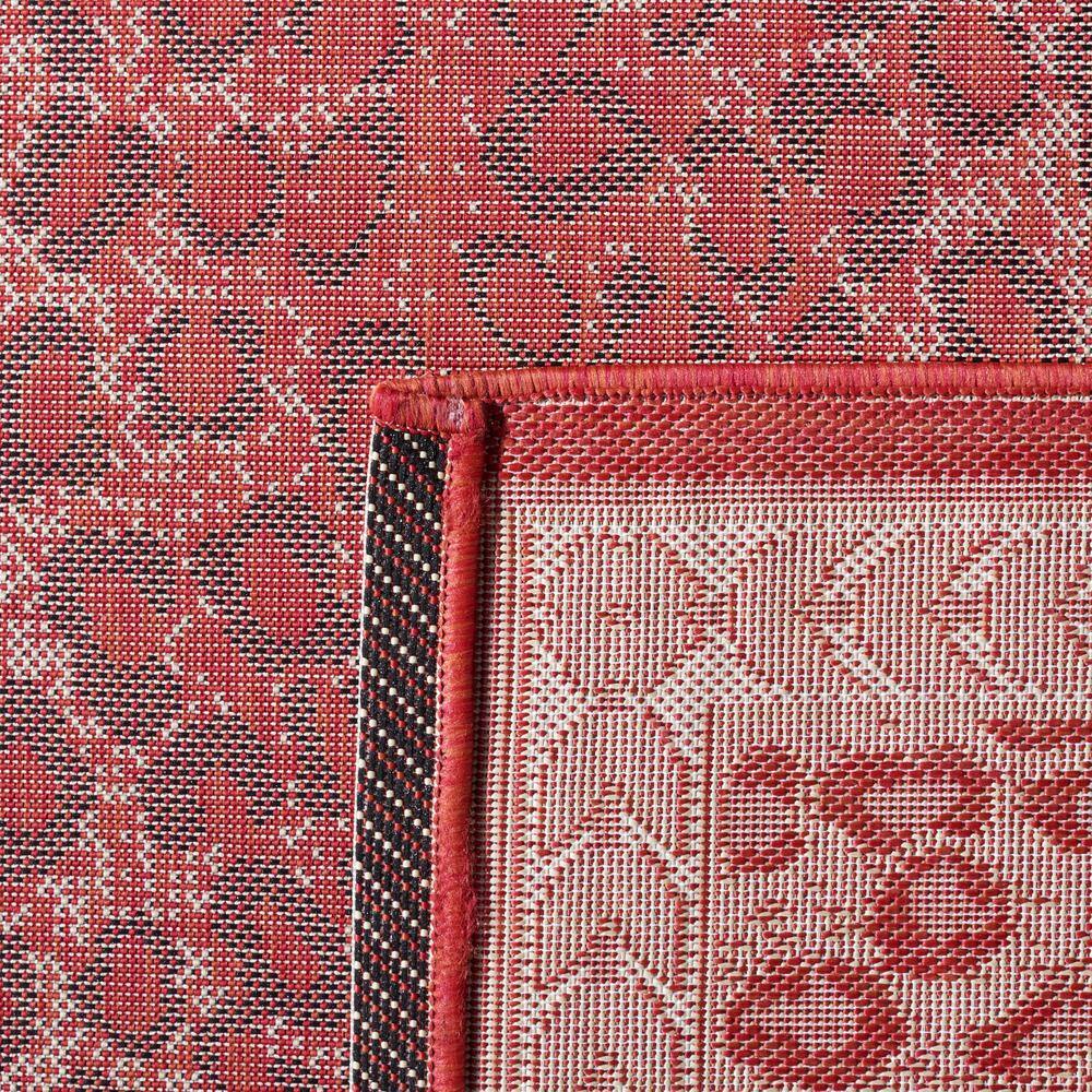 Red and Beige Rectangular Synthetic Indoor/Outdoor Rug