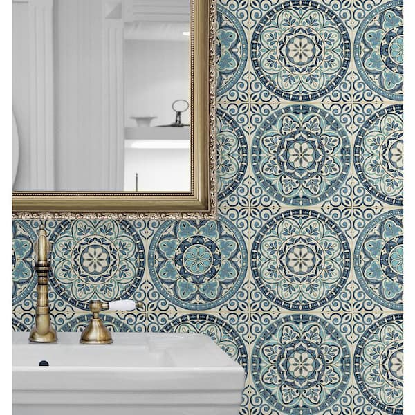 Color Wheel Capri Tile Vinyl Peel and Stick Wallpaper Roll ( Covers 30.75 sq. ft. )