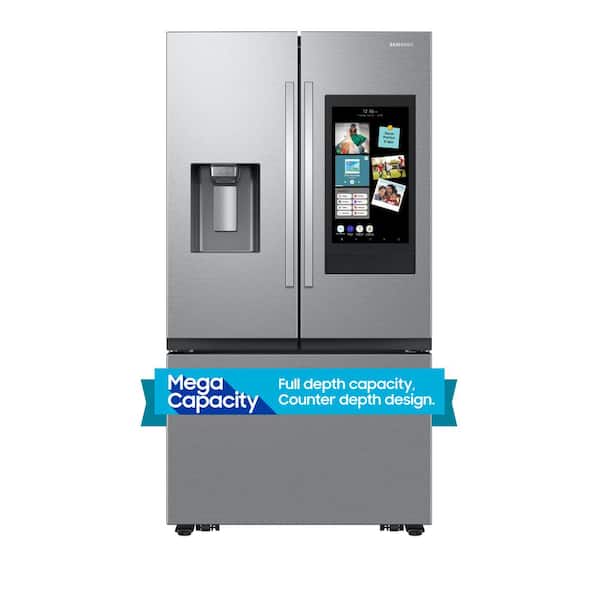 Samsung 25 cu. ft. Mega Capacity 3-Door French Door Counter Depth Refrigerator with Family Hub in Stainless Steel