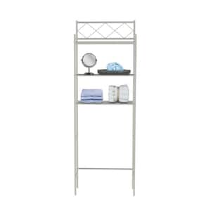 Fresh Home 23.5 in. W x 65 in. H x 9.75 in. D Silver Metal 3-Shelf Over the Toilet Storage Space Saver in Silver
