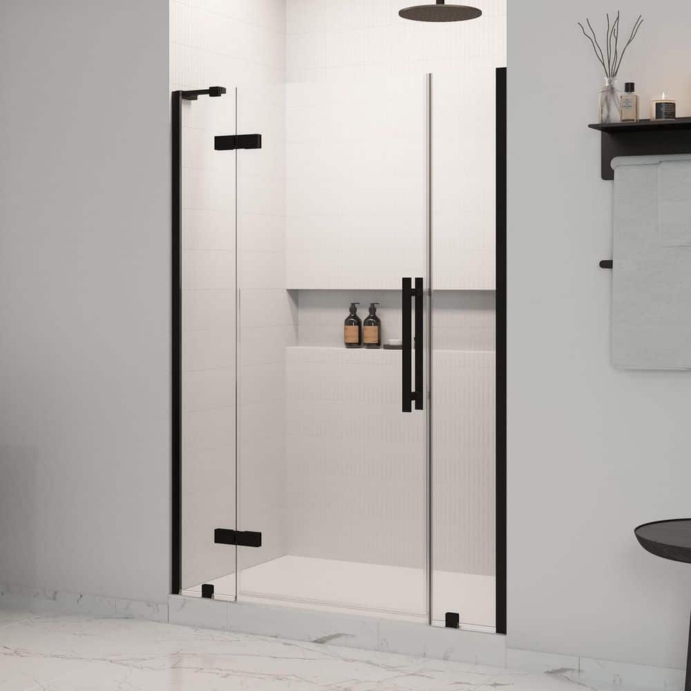 Tampa 51 11/16 in. to 54 1/16 in. W x 72 in. H Pivot Alcove Frameless Shower Door in Black price history on PriceWatchPro