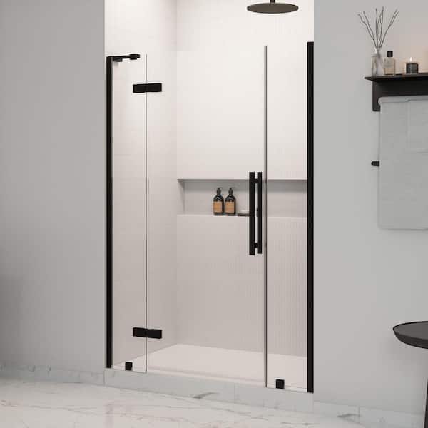 OVE Decors Tampa 54.06 in. Max Width x 72.01 in. H Pivot Alcove Frameless Shower Door in Black