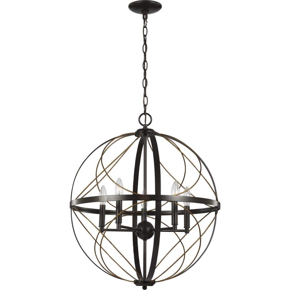 Brandywine Antique Bronze 5-Light Globe Pendant Chandelier