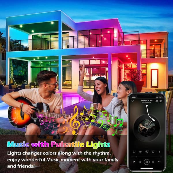 BIBIVIS 100 ft. Hardwired Music Sync Integrated LED RGB IP65