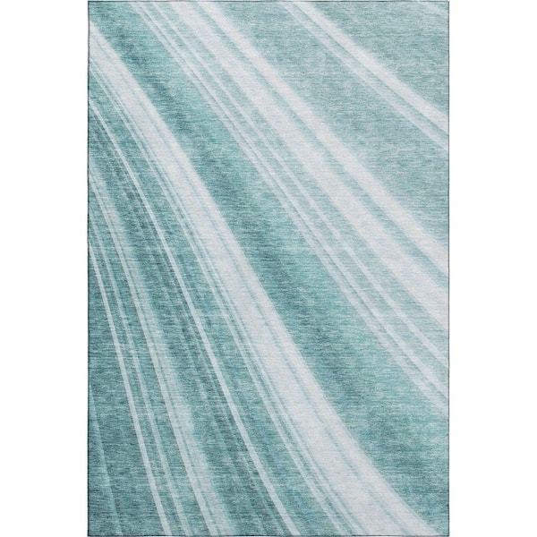 Mayfield Premium Machine Washable Abstract AMF981 Teal 2 ft. 6 in. x 3 ft. 10 in. Area Rug
