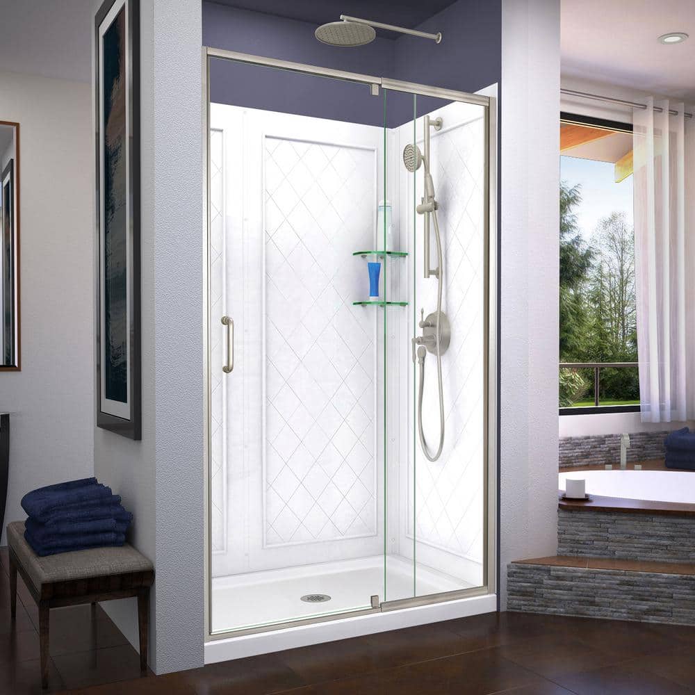 Flex 48" x 36" Clear Glass Semi-Frameless Shower Kit with Chrome Hardware